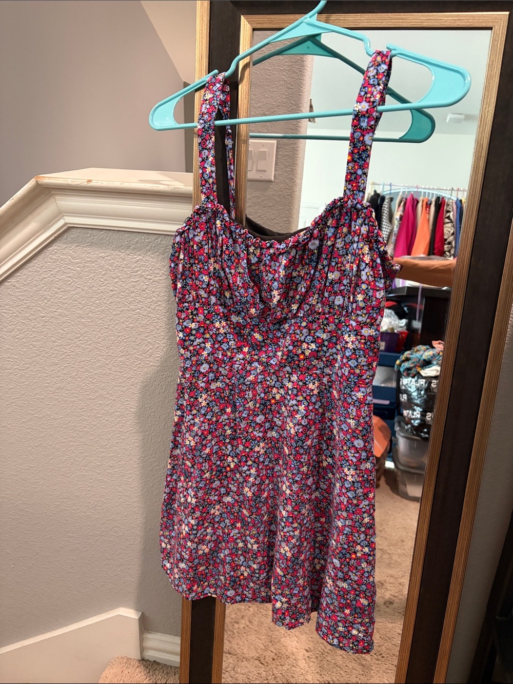 Altar'd State Pink and Blue Floral Camisole Dress